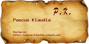 Pascus Klaudia névjegykártya